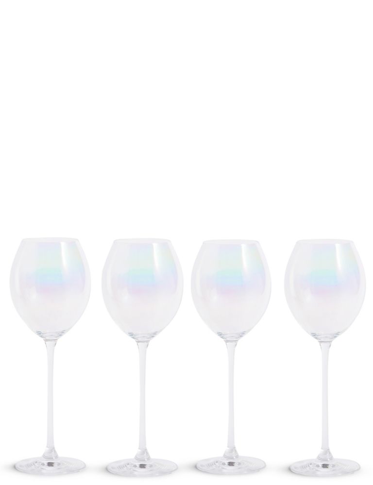 Set of 4 Elegance Pearl White Wine Glasses 2 of 3