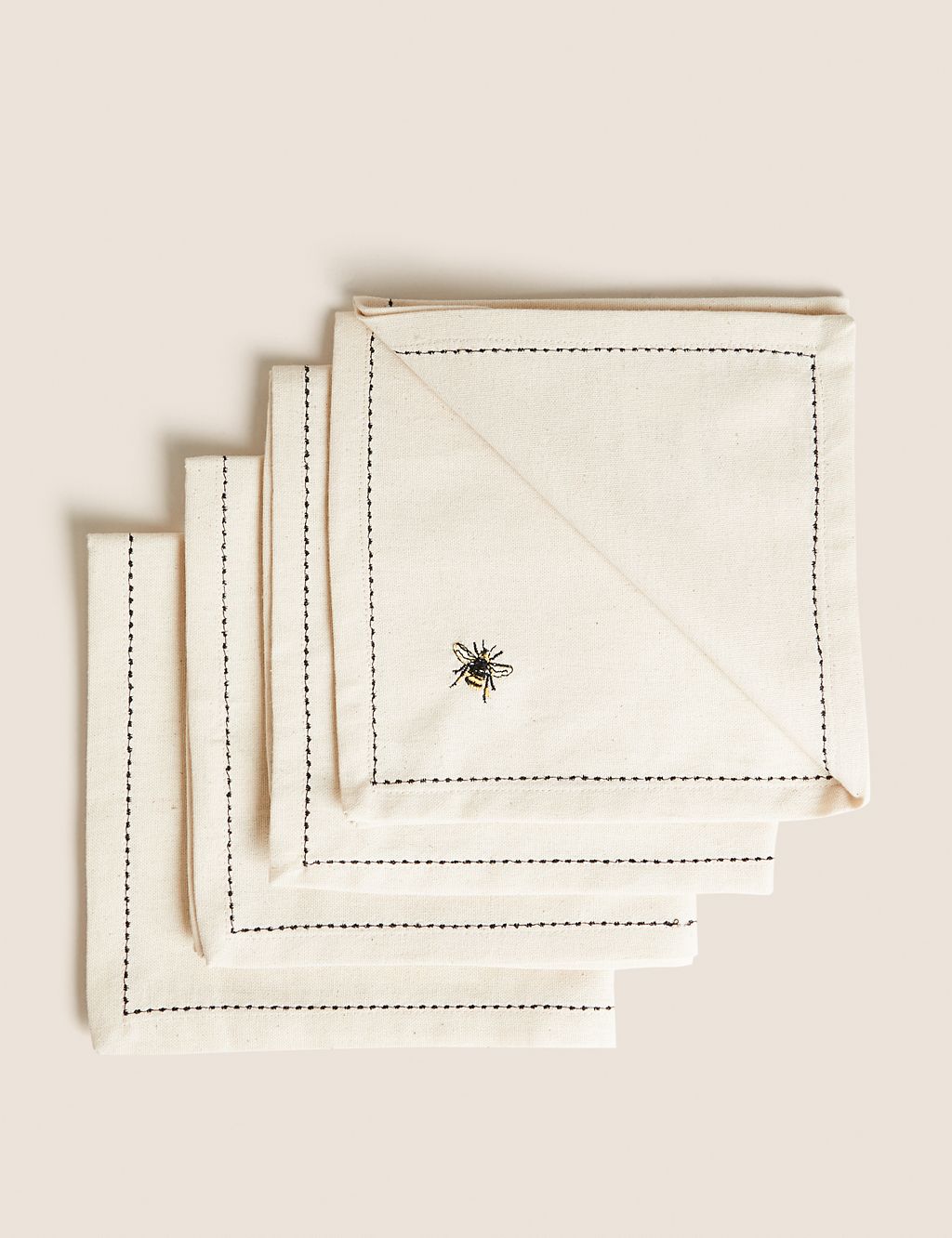 Set of 4 Embroidered Bee Cotton Napkins 3 of 5