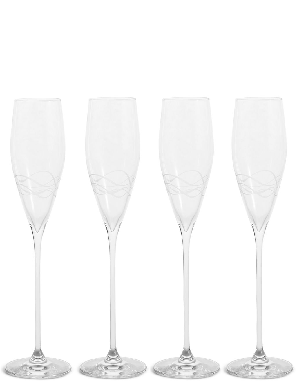 Set of 4 Etched Lily Champagne Flutes 1 of 3
