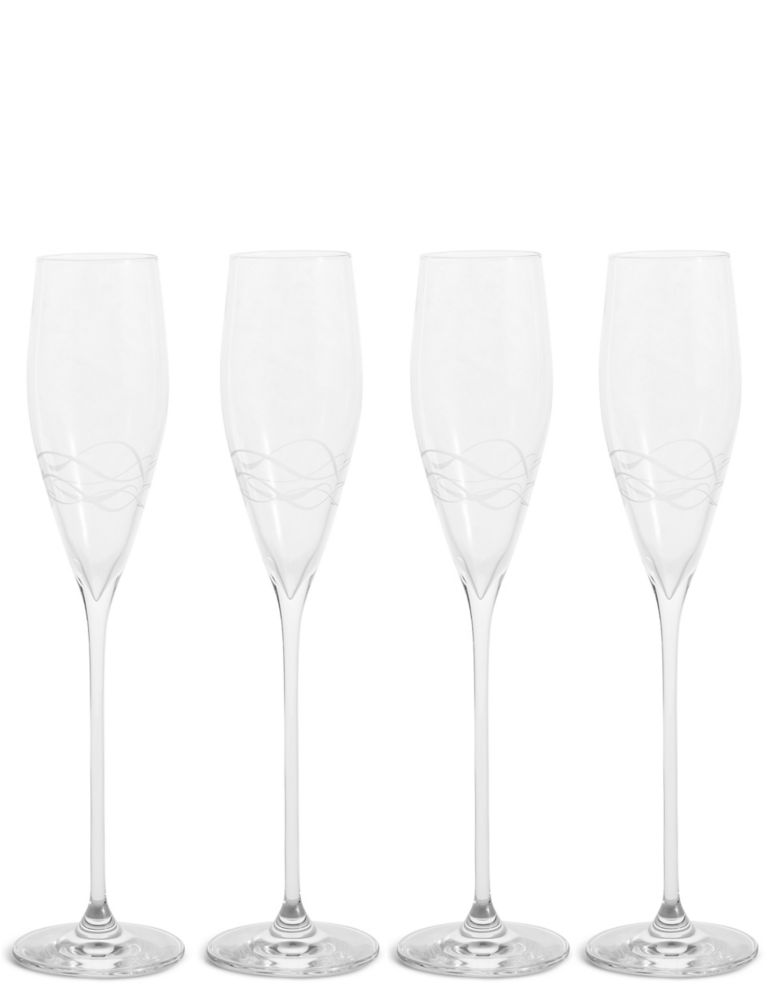 Set of 4 Etched Lily Champagne Flutes 2 of 3
