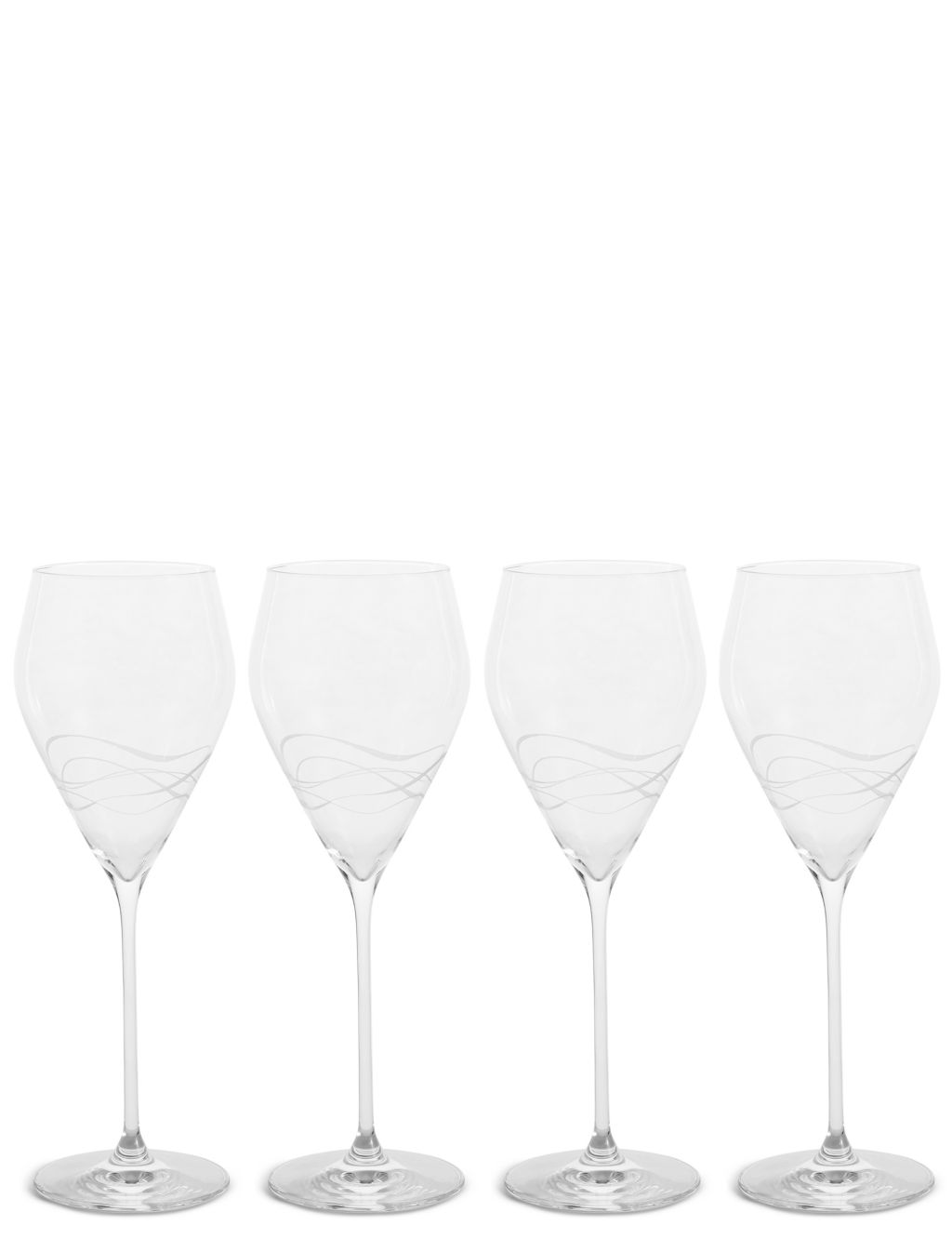 Set of 4 Etched Lily White Wine Glass 1 of 3