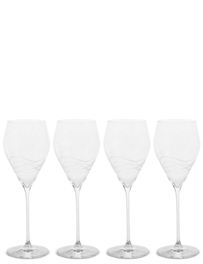 Set of 4 Etched Lily White Wine Glass 2 of 3