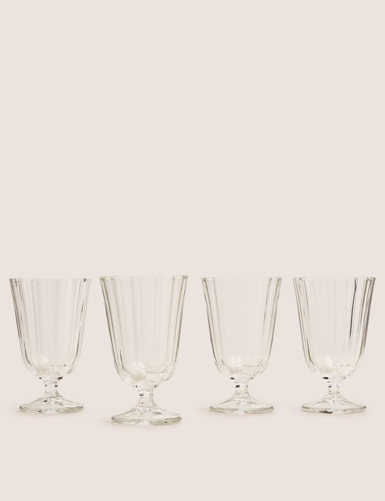 Set of 4 Faceted Short Stem Wine Glasses 1 of 3