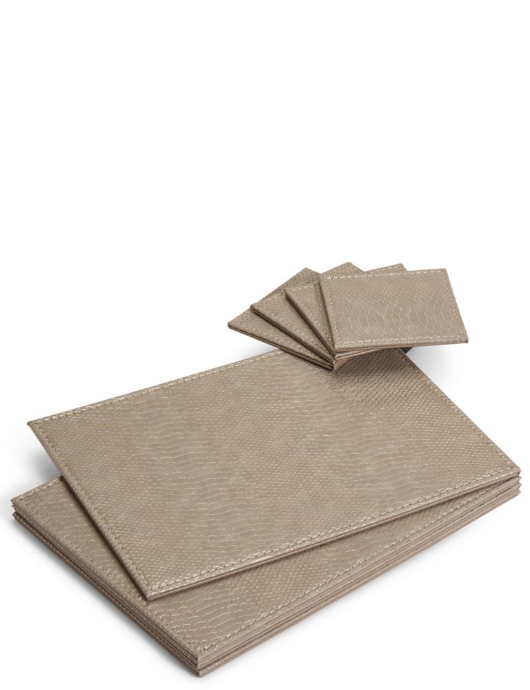 Set of 4 Faux Leather Placemats & Coasters 1 of 6
