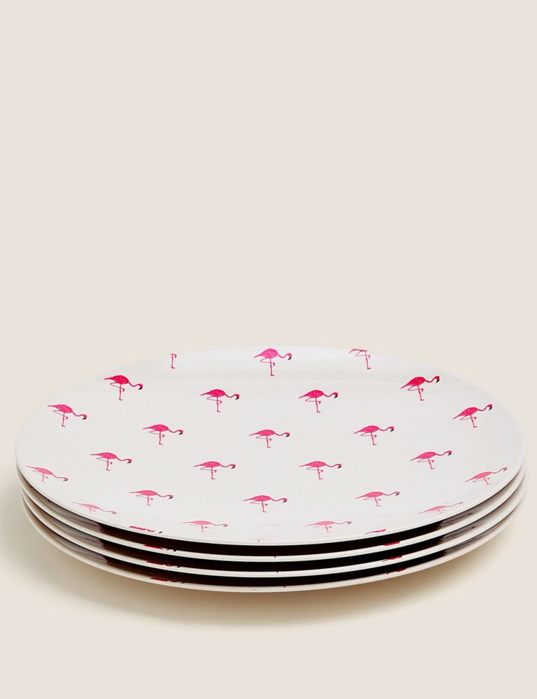 Set of 4 Flamingo Picnic Dinner Plates 3 of 3