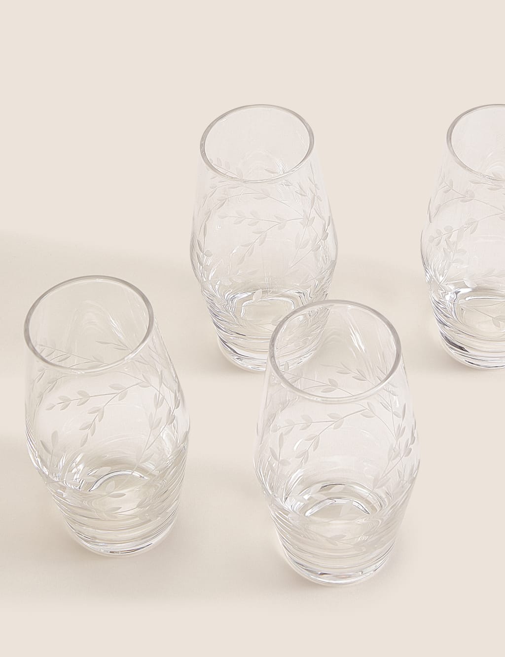 Set of 4 Floral Etched Highball Glasses M&S Collection M&S
