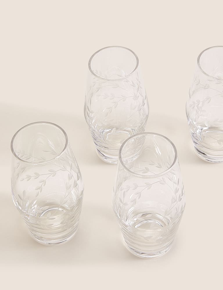 Set of 4 Floral Etched Highball Glasses M&S Collection M&S