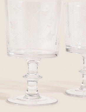 Set of 4 Floral Etched Wine Glasses Image 2 of 3
