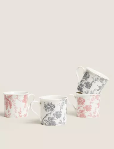Set of 4 Floral Mugs 1 of 4