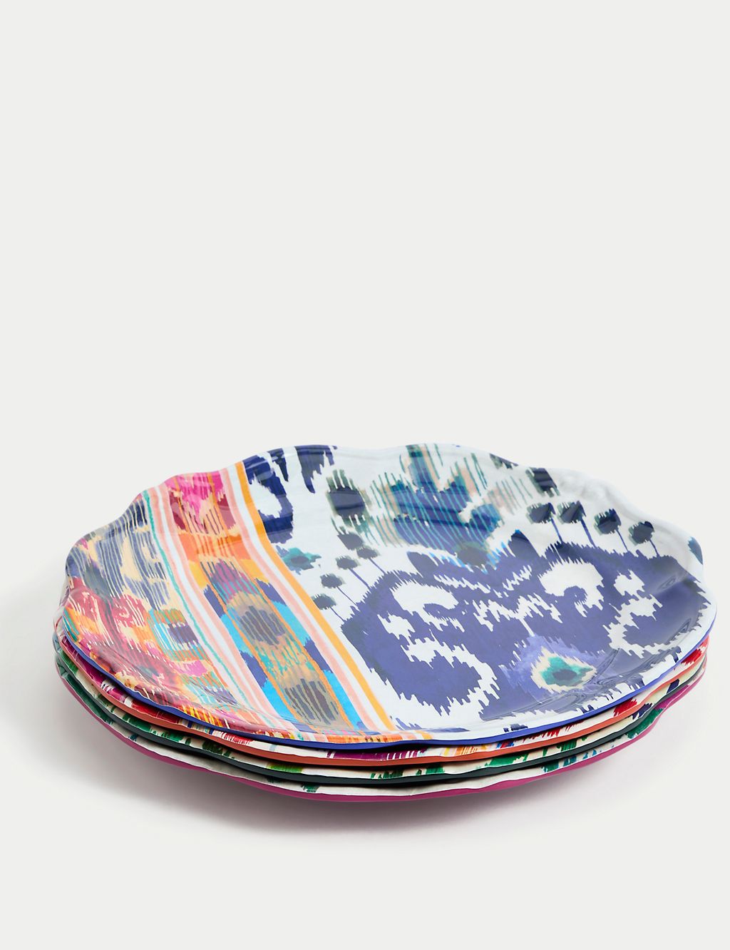 Set of 4 Ikat Brights Picnic Dinner Plates 4 of 6