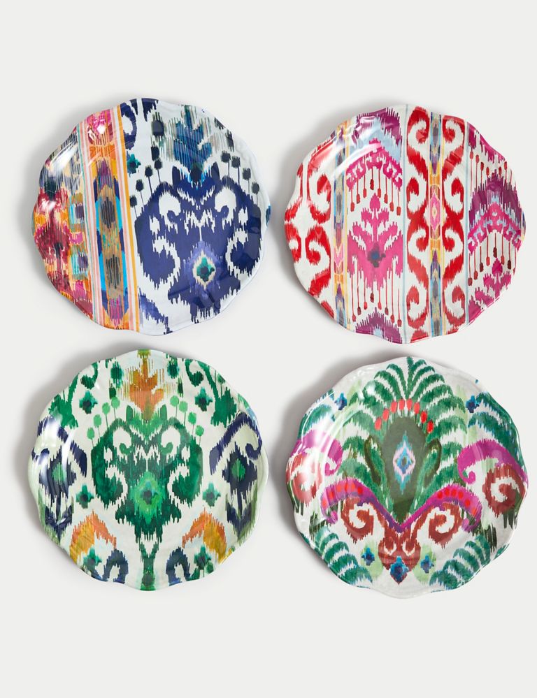 Set of 4 Ikat Brights Picnic Dinner Plates 5 of 6