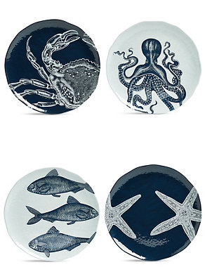 Set of 4 Nautical Dinner Plates Image 2 of 5