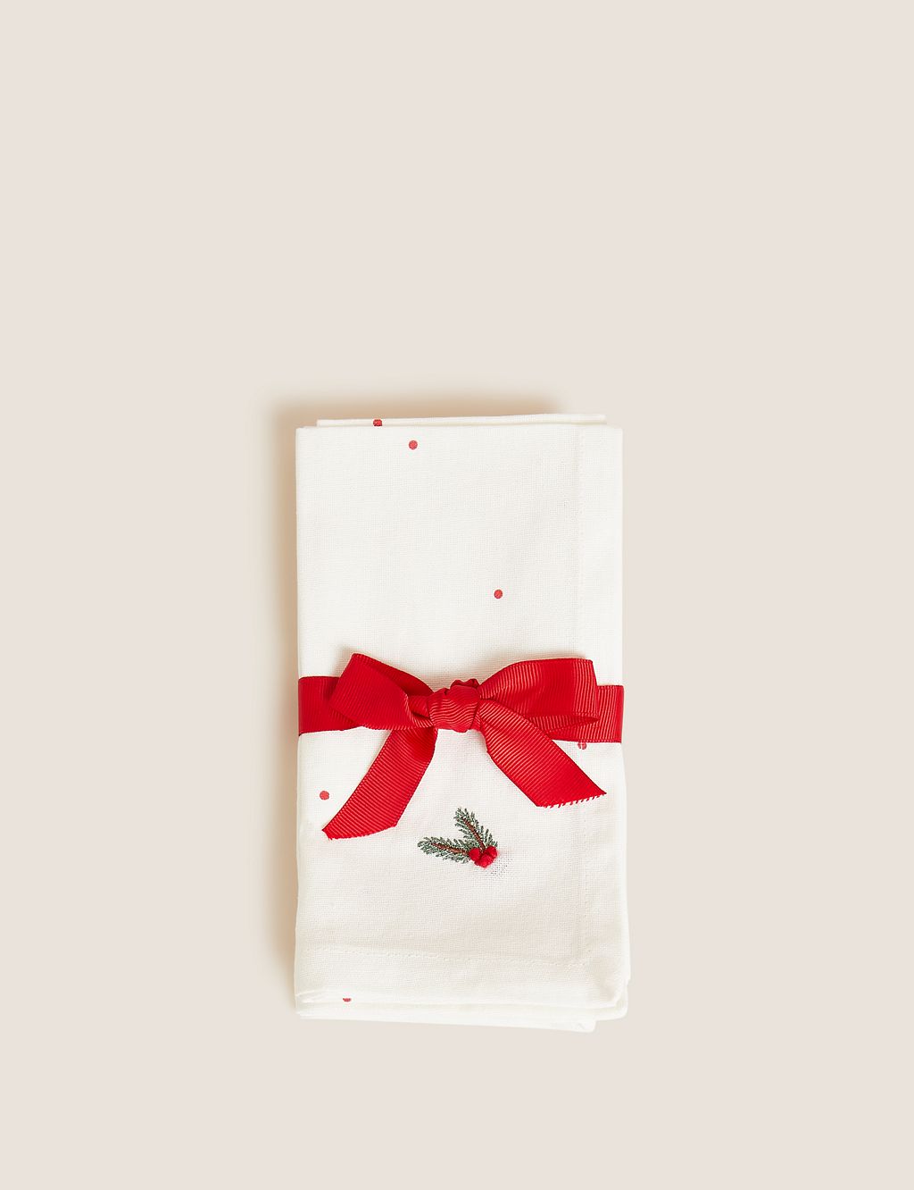 Set of 4 Pure Cotton Holly Napkins 1 of 4