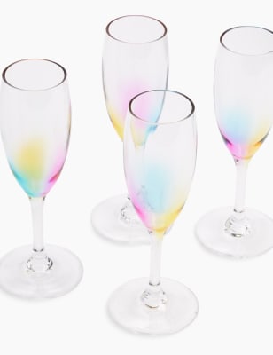 Set of 4 Rainbow Picnic Champagne Flutes Image 2 of 6
