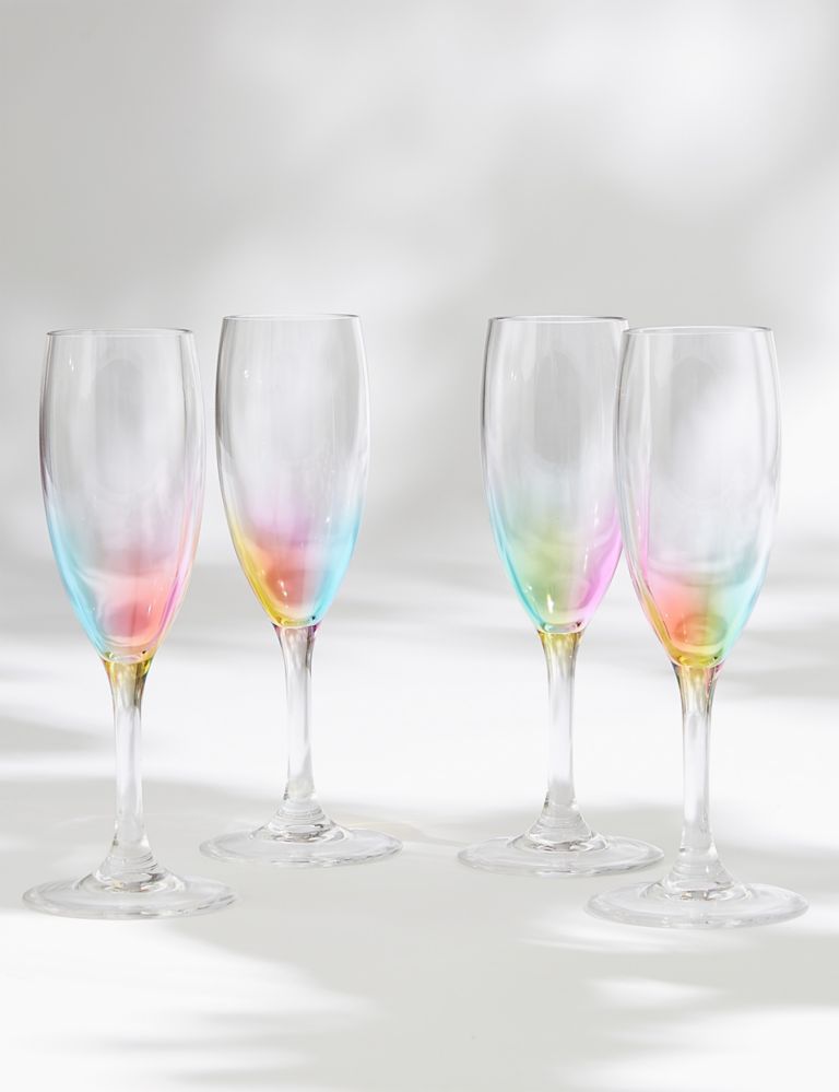 Set of 4 Rainbow Picnic Champagne Flutes 1 of 5