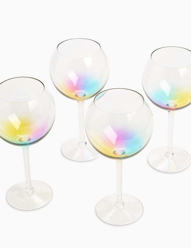 Set of 4 Rainbow Picnic Gin Glasses M&S Collection M&S