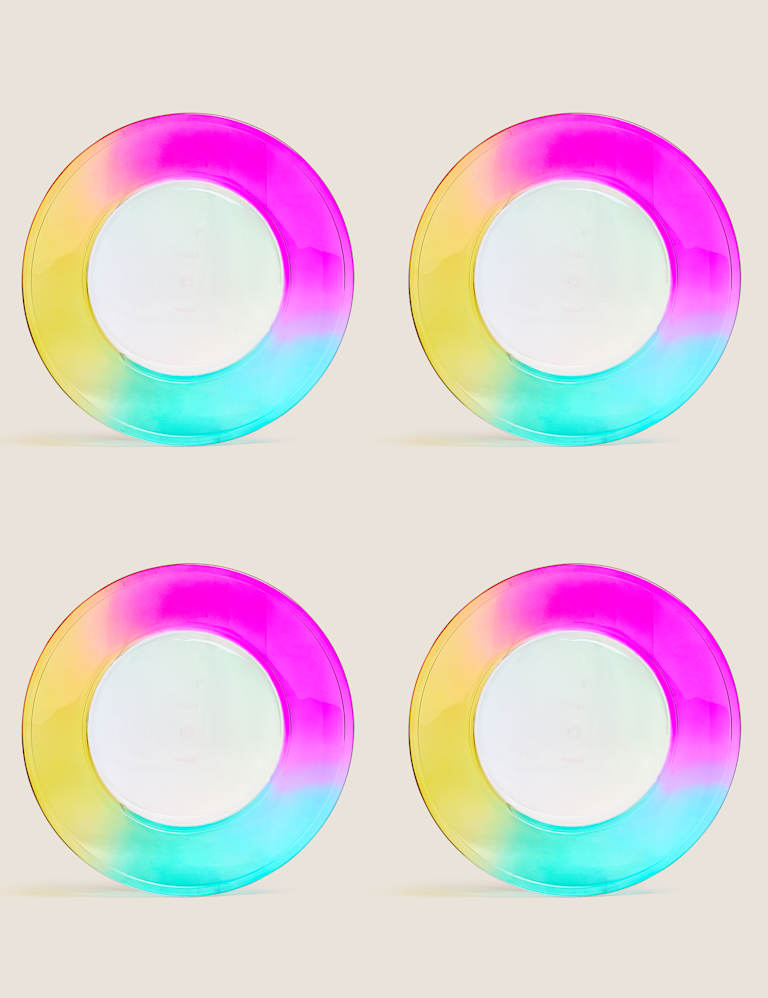 Set of 4 Rainbow Picnic Side Plates M&S