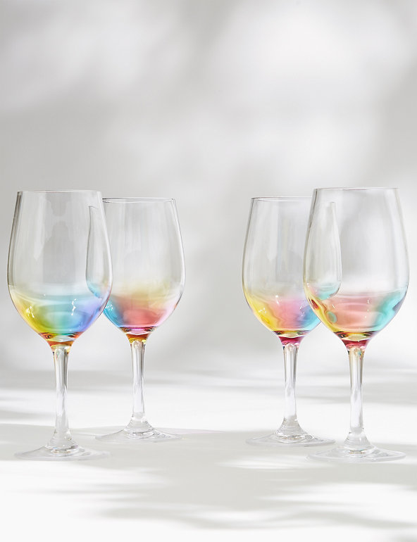 M&S Set of 4 Rainbow Picnic Wine Glasses
