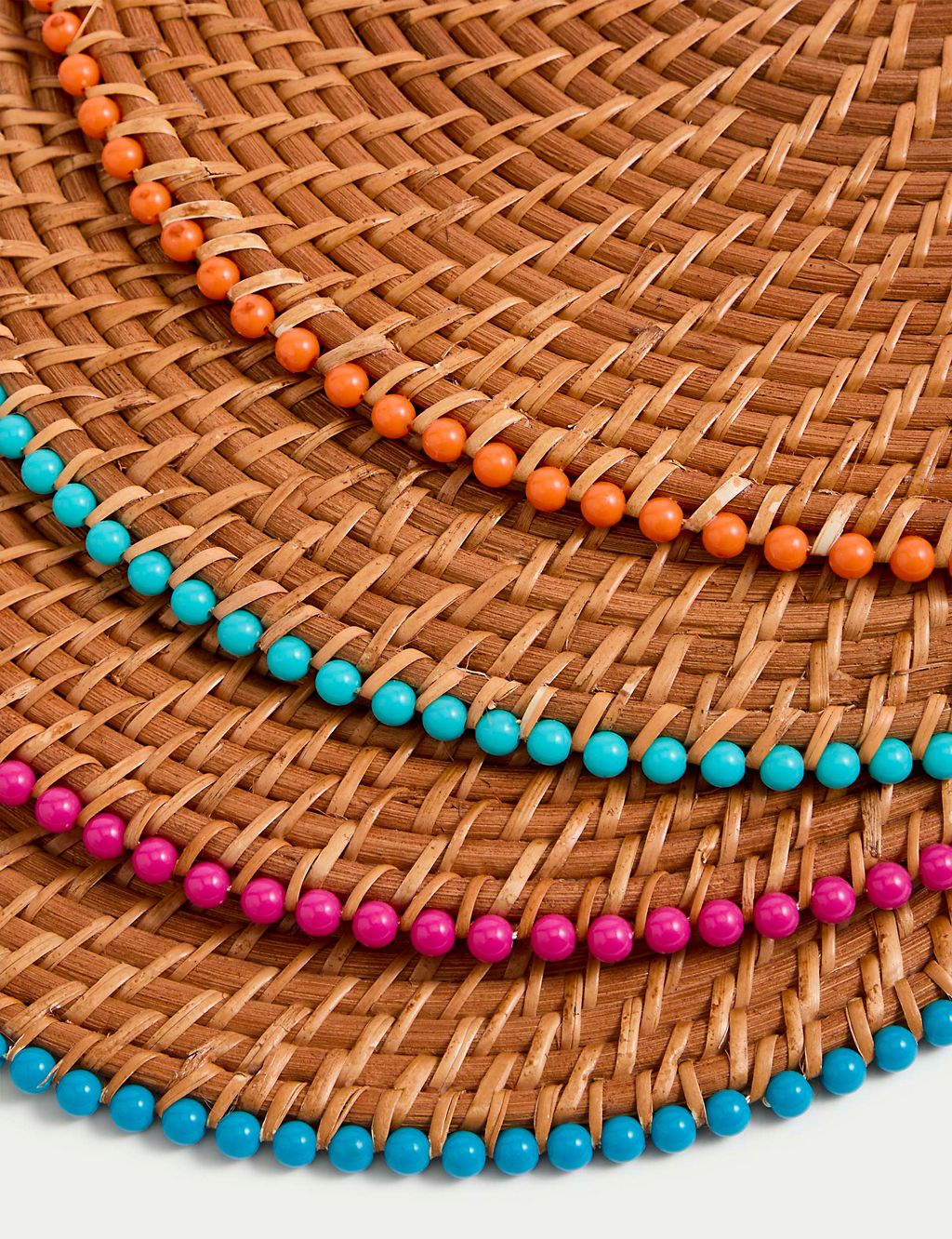 Set of 4 Rattan Beaded Placemats 1 of 5
