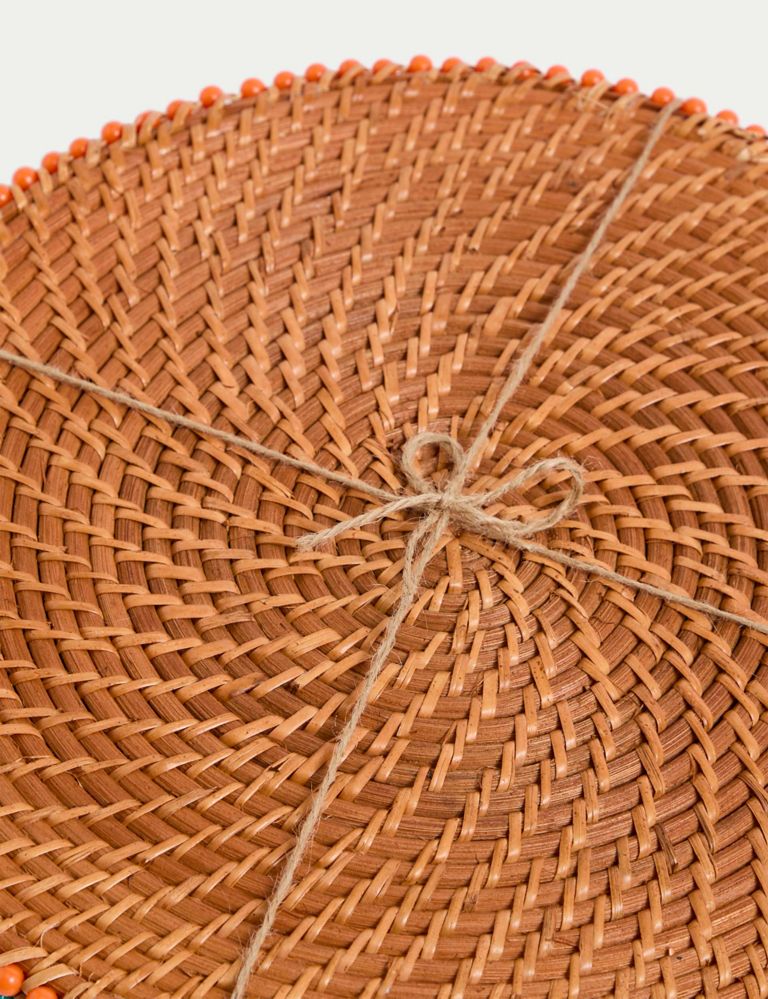 Set of 4 Rattan Beaded Placemats 4 of 5