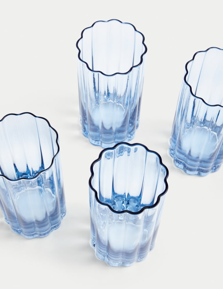 Set of 4 Scalloped Highball Glasses M&S Collection M&S