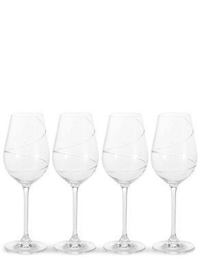 Set of 4 Swirl White Wine Glasses Image 2 of 3