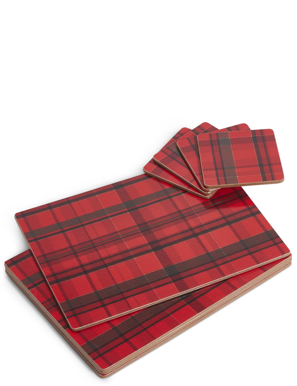 Set of 4 Tartan Placemats & Coasters M&S