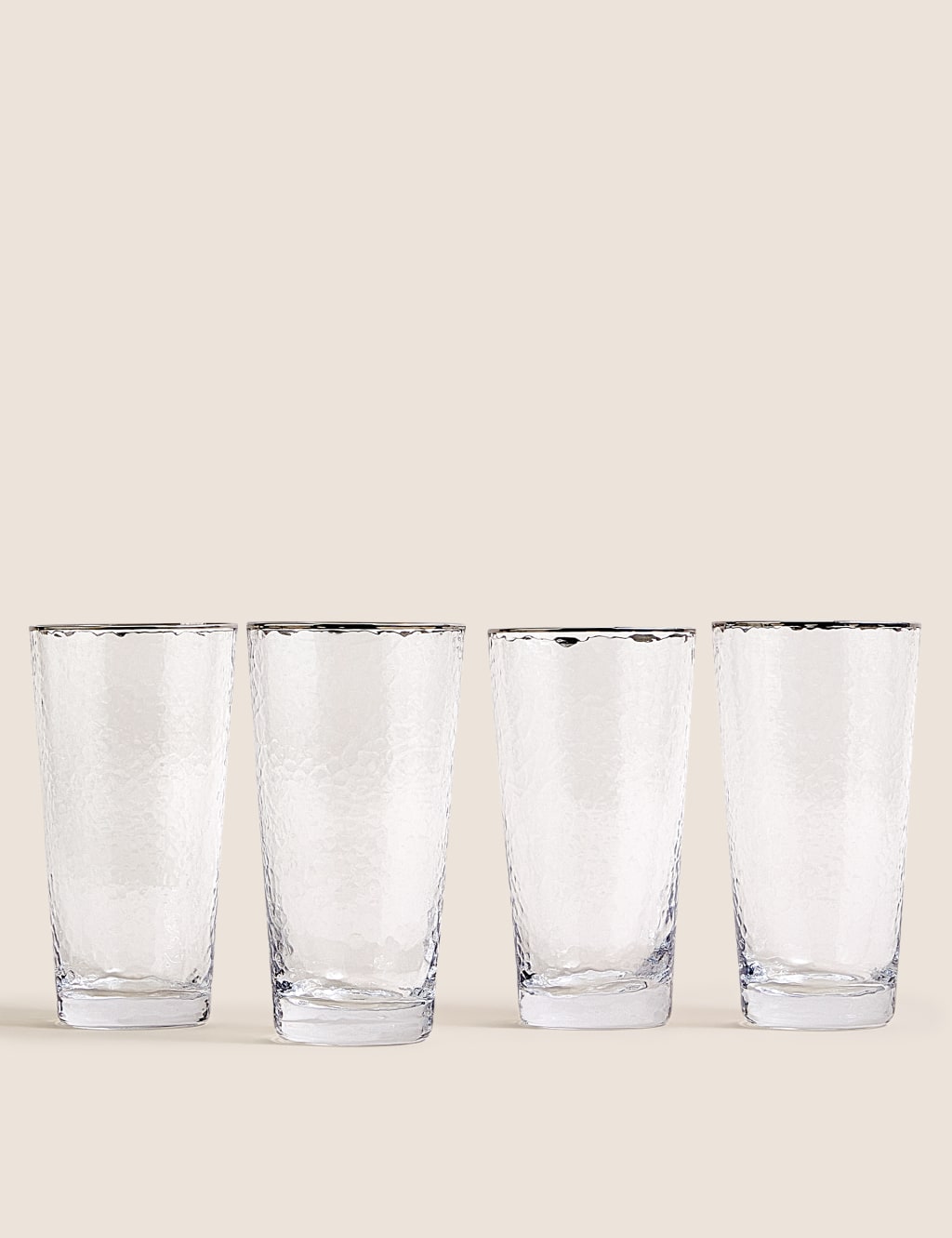 Set of 4 Textured Platinum Rim Highball Glasses M&S Collection M&S