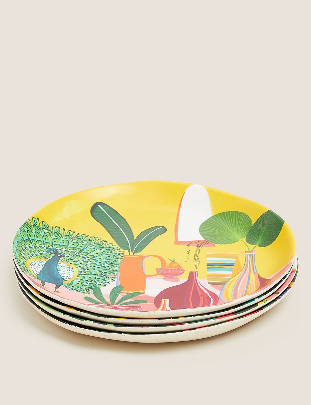 Set of 4 Tropical Jungle Picnic Side Plates 2 of 3