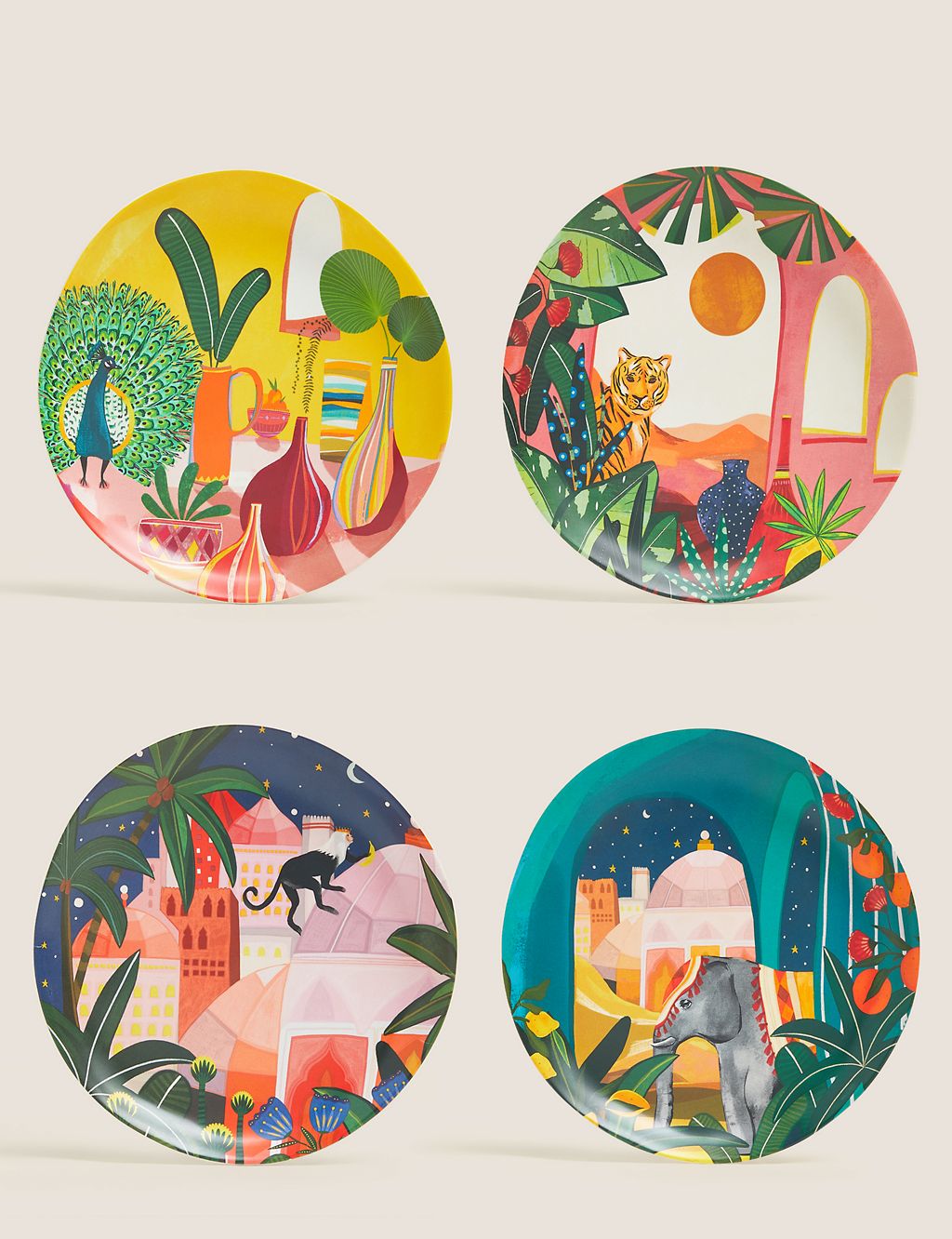 Set of 4 Tropical Jungle Picnic Side Plates 1 of 3
