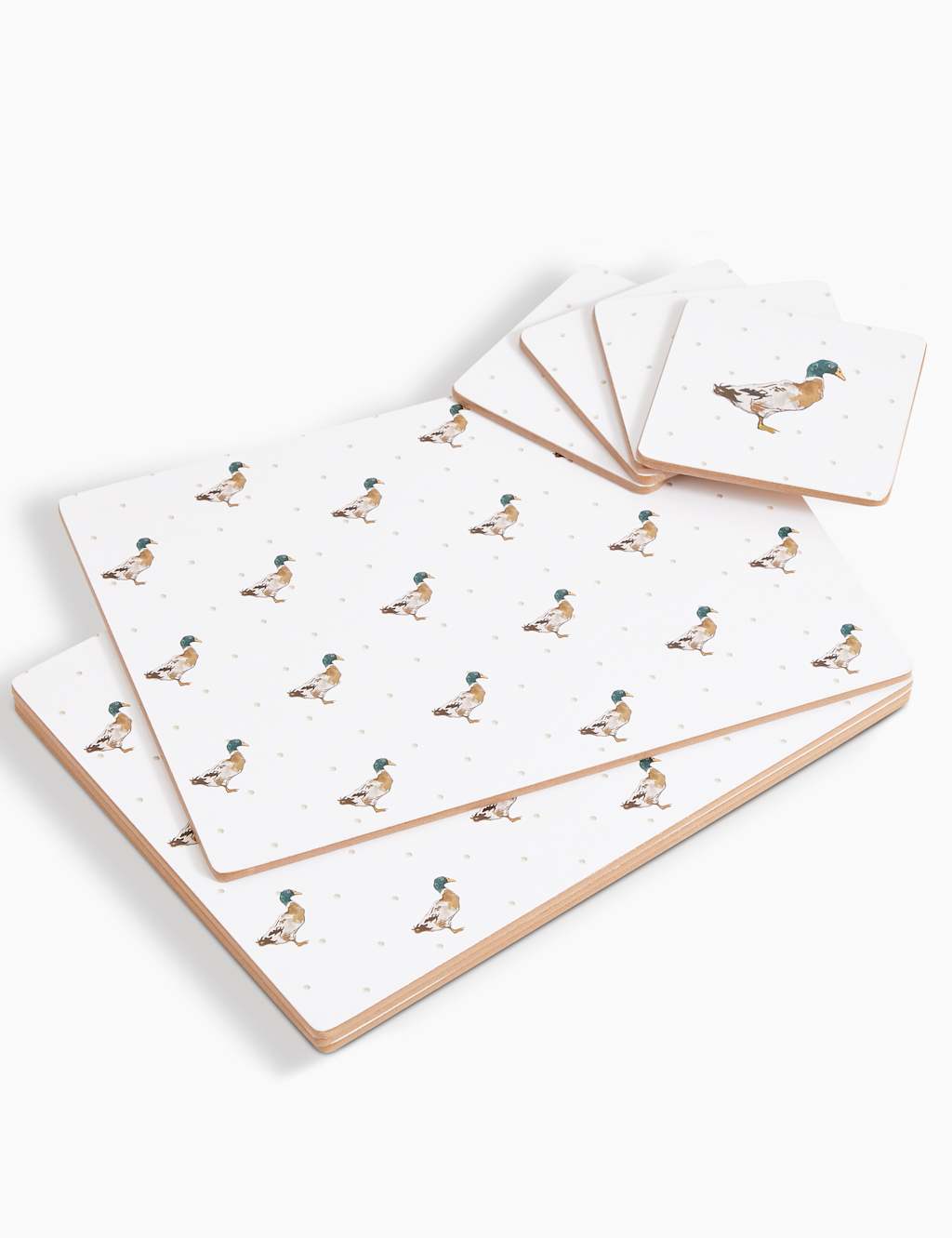 Set of 4 Watercolour Duck Placemats & Coasters M&S