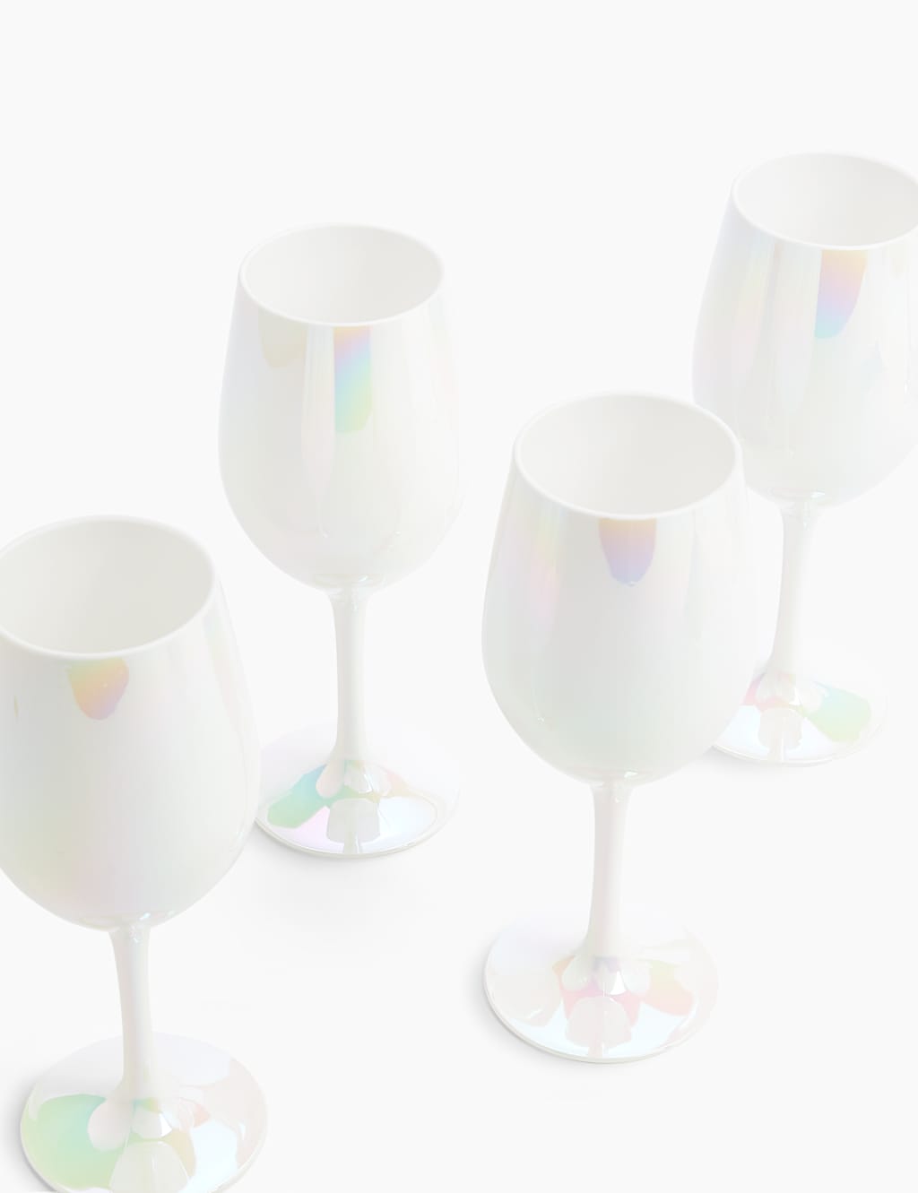 Set of 4 White Lustre Wine Glasses M&S