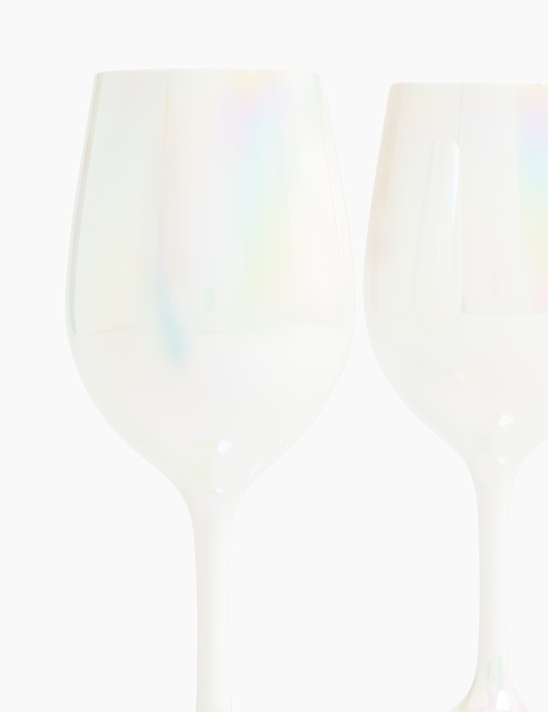 Set of 4 White Lustre Wine Glasses M&S