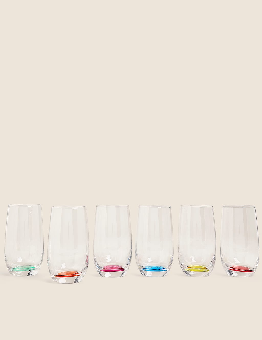 Set of 6 Multicoloured Highball Glasses M&S Collection M&S