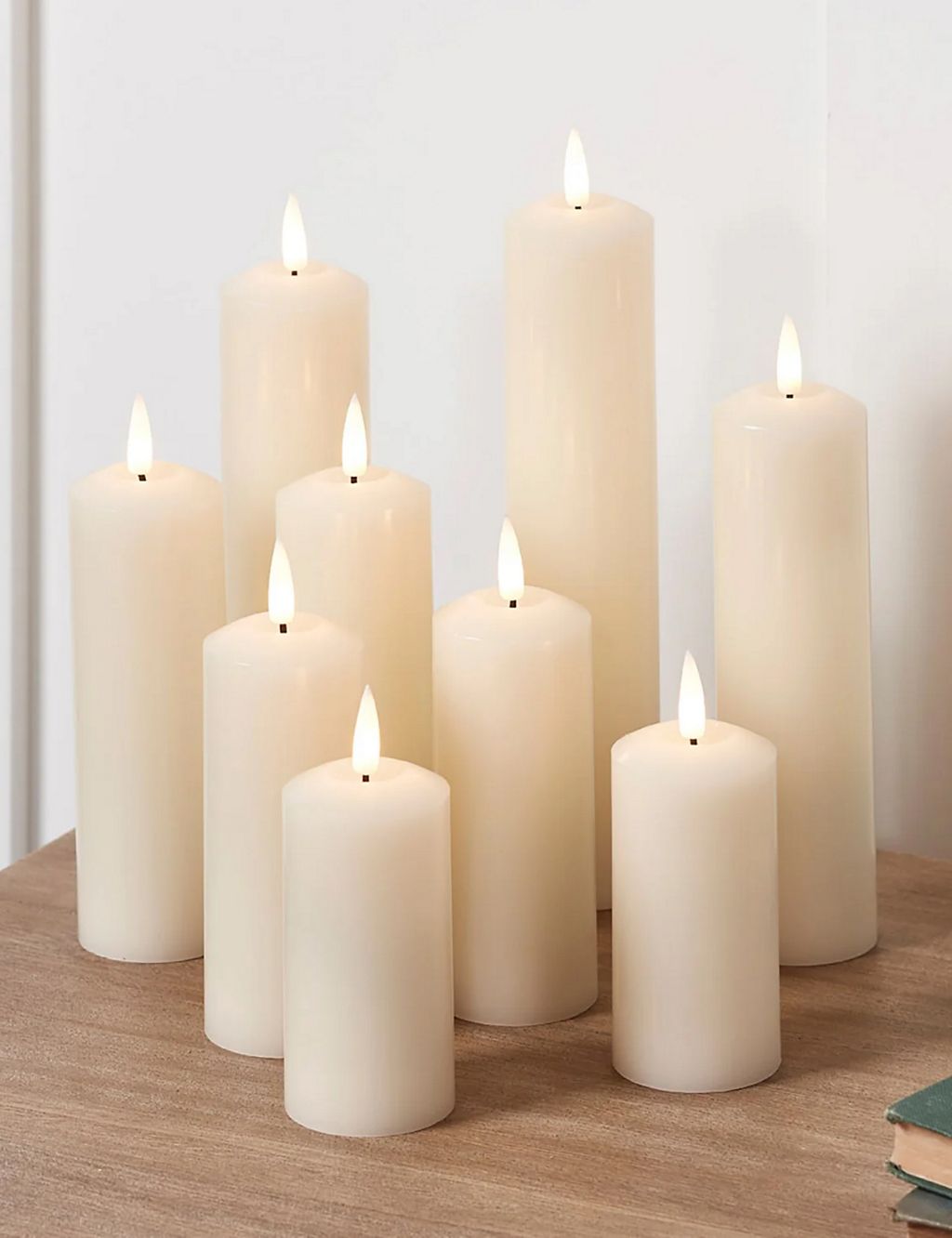 Set of 9 TruGlow® Slim Pillar LED Candles 1 of 5
