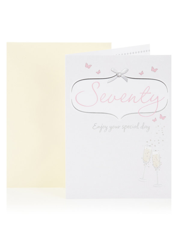 Seventy Champagne Birthday Greetings Card Image 1 of 2