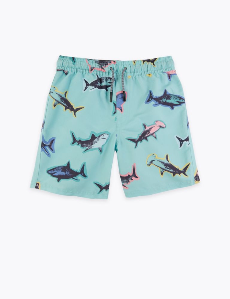 Shark Print Swim Shorts (6-16 Yrs) 1 of 2