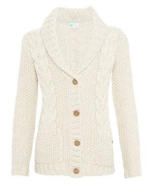 Shawl Collar Cable Knit Cardigan Image 2 of 6