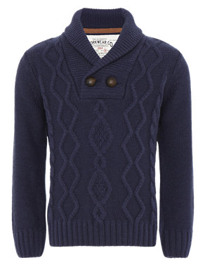 Shawl Collar Cable Knit Jumper Image 2 of 6