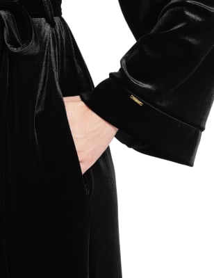 Shawl Collar Velour Long Dressing Gown, Autograph