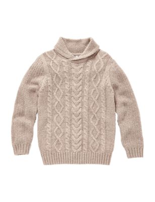 Shawl Neck Cable Knit Jumper (5-14 Years) Image 2 of 4
