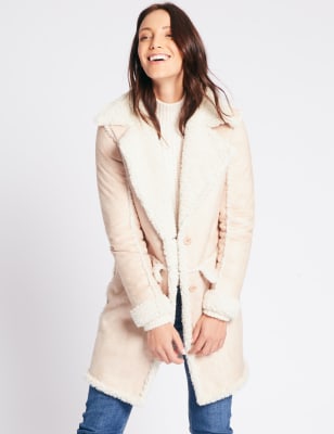 Marks and spencer deals faux shearling coat