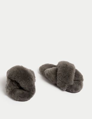 Shearling Crossover Slider Slippers Image 2 of 3