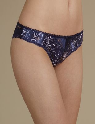 Sheen & lace Floral Brazilian Knickers, M&S Collection