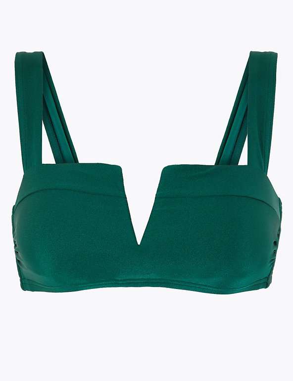 P83.9 Ex Marks and Spencer Green Non-Wired Plunge Bikini Top 