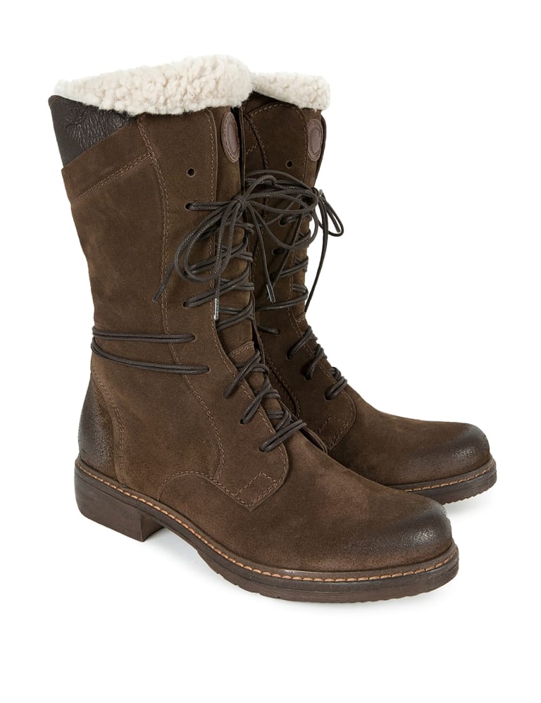 Sheepskin trim Block Heel Boots 1 of 4