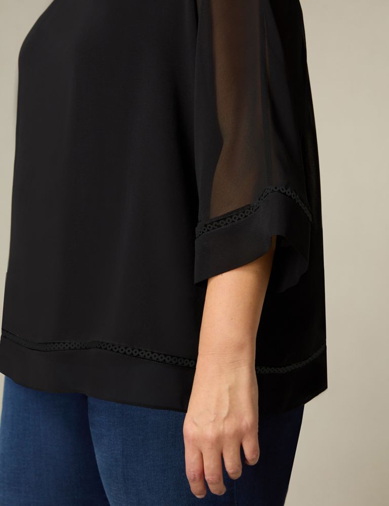 Sheer Embroidered Trim Relaxed Top 4 of 4