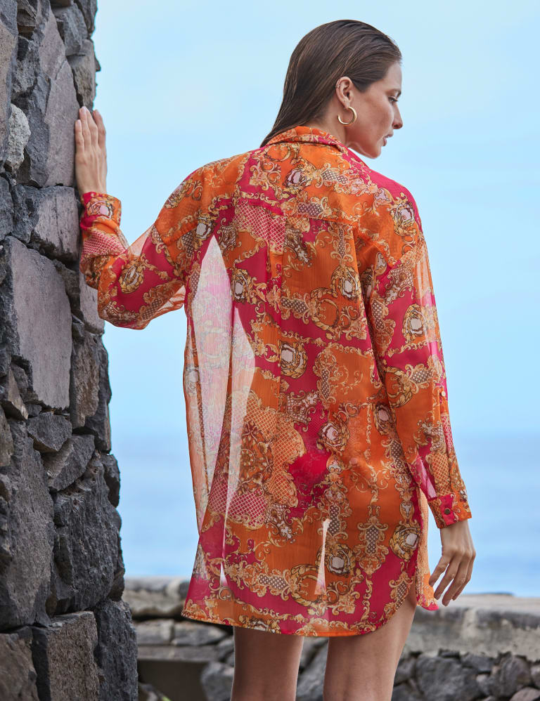 Sheer shirt dress deals beach cover up