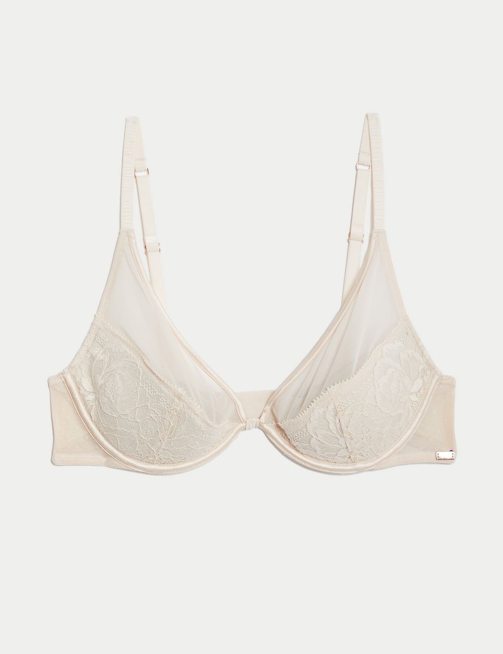 Sheer and Lace Beau Wired Plunge Bra (A-E) 1 of 7