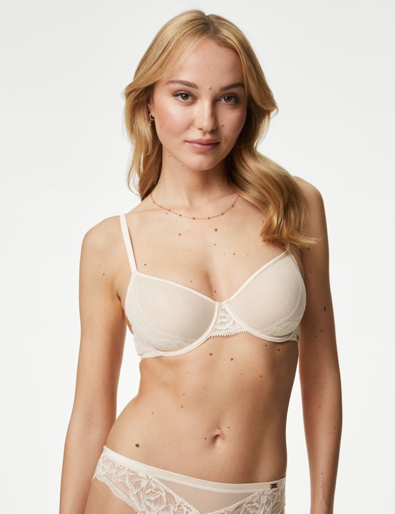 Sheer and Lace Wired Balcony Bra (A-E) 3 of 8